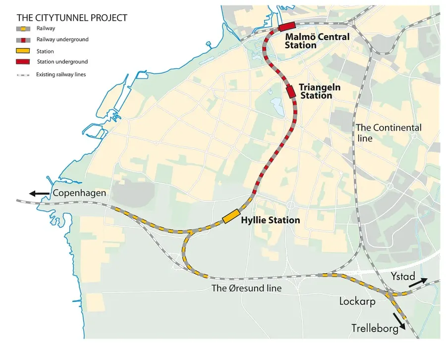 La carte Citytunneln
