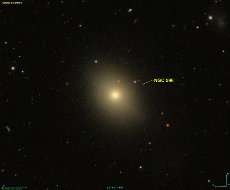La carte NGC 596