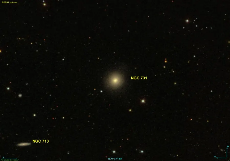 La carte NGC 731