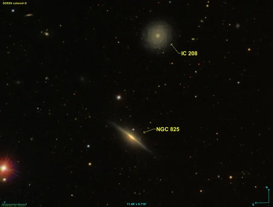 La carte NGC 825