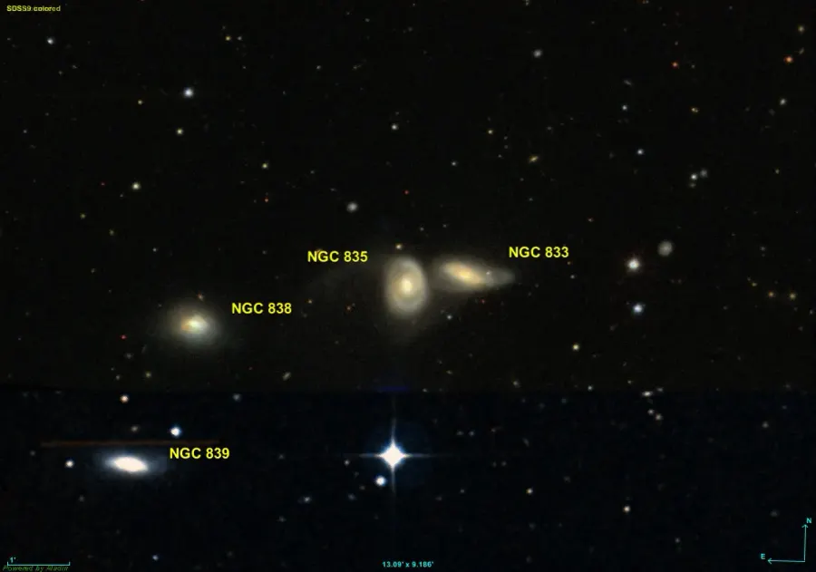 La carte NGC 835