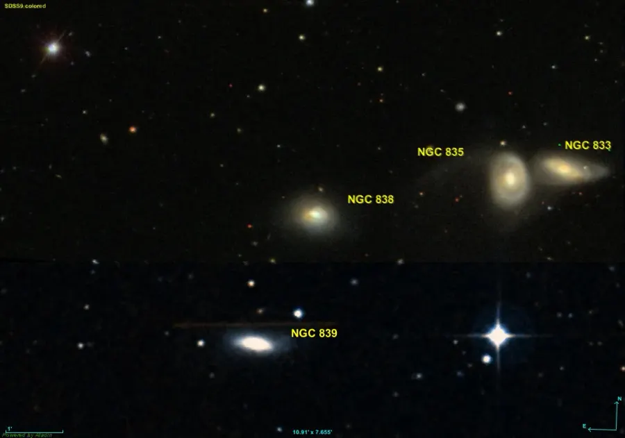 La carte NGC 838