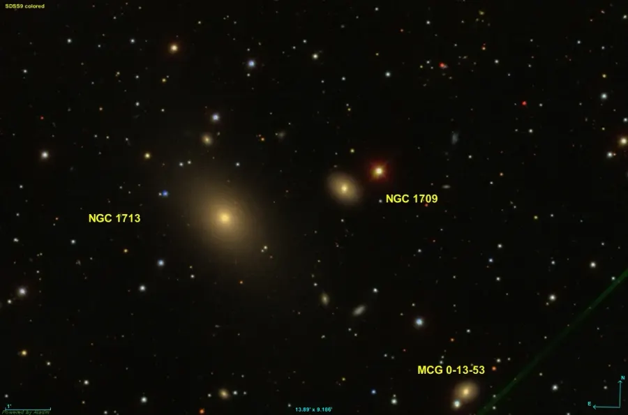 La carte NGC 1709