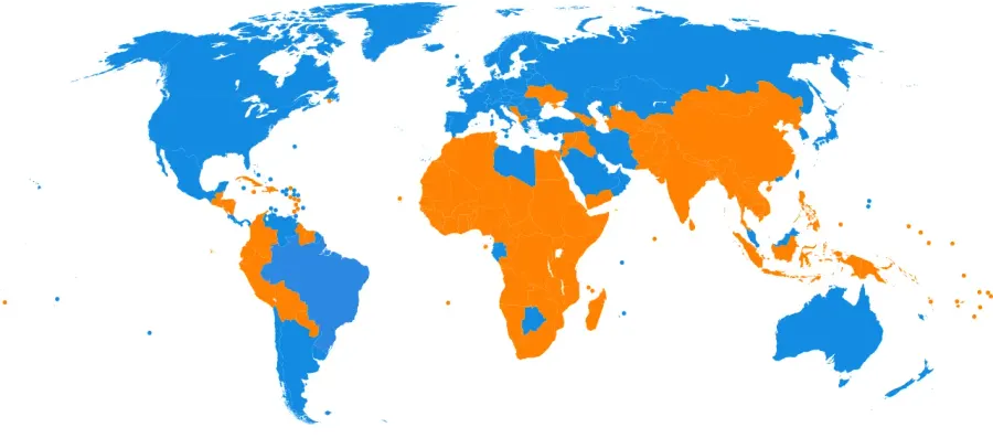 La carte Division internationale du travail