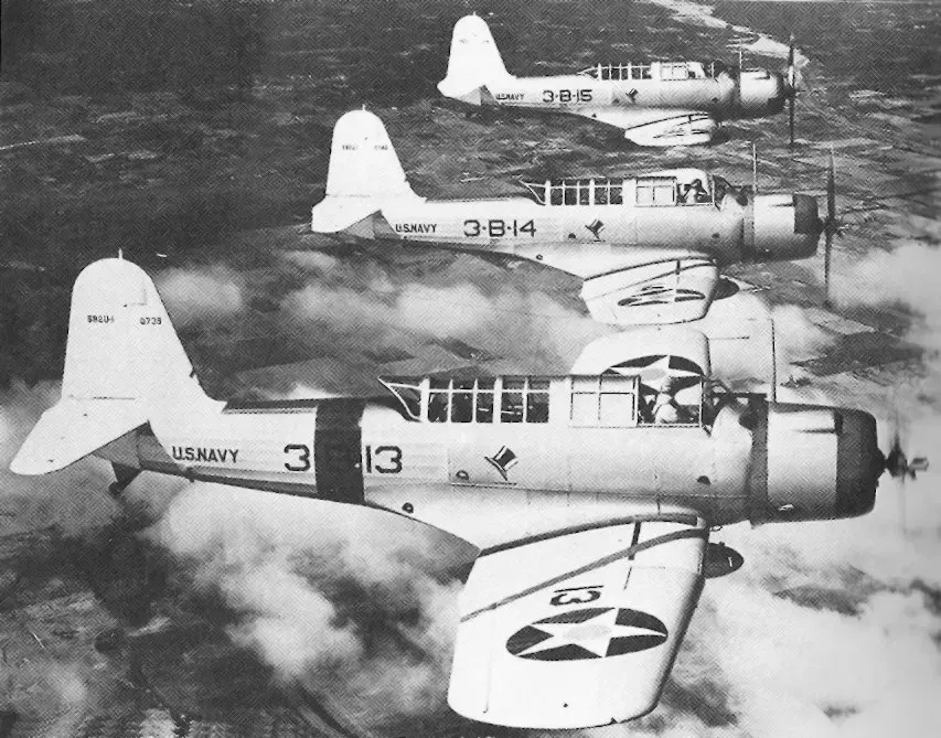 La carte Vought SB2U Vindicator