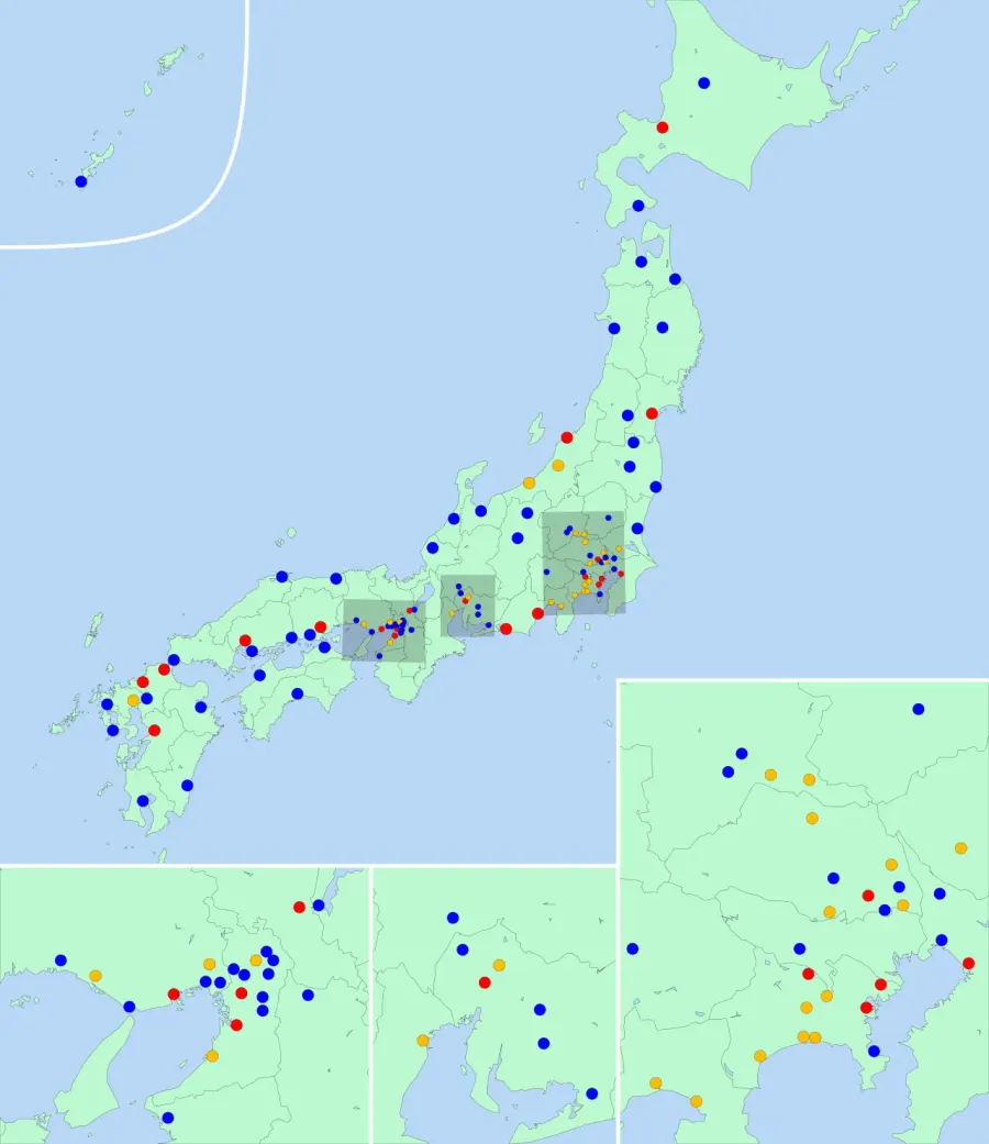 La carte Ville noyau du Japon