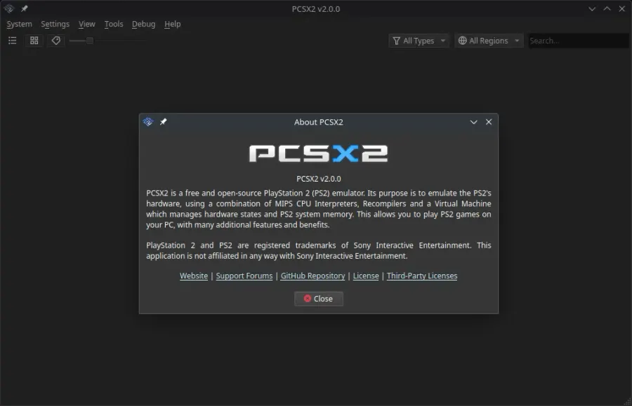 The PCSX2 card