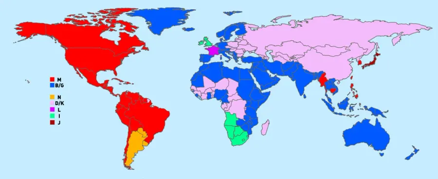 La carte Norme et standard de télévision