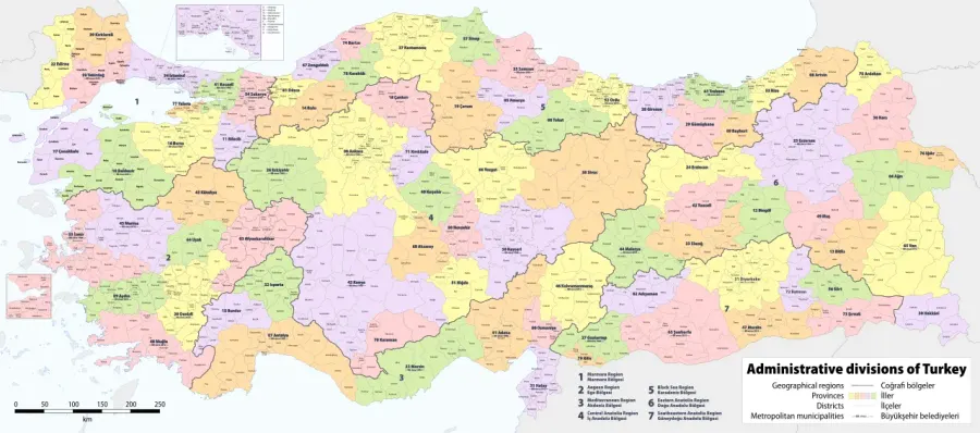 The Districts of Turkey card