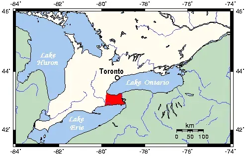 La carte Péninsule du Niagara