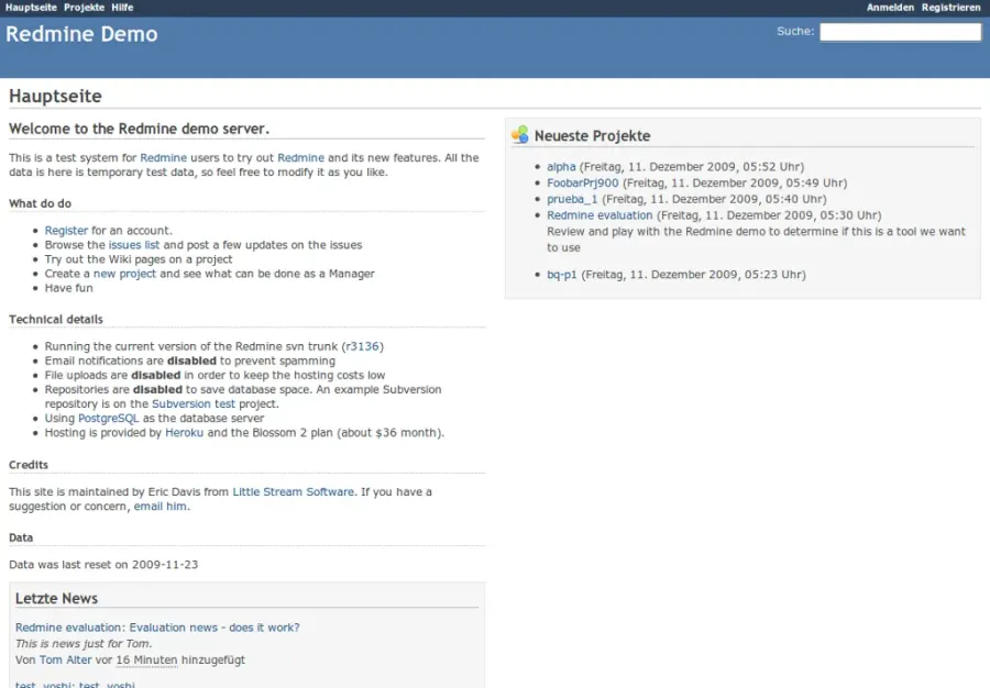 La carte Redmine