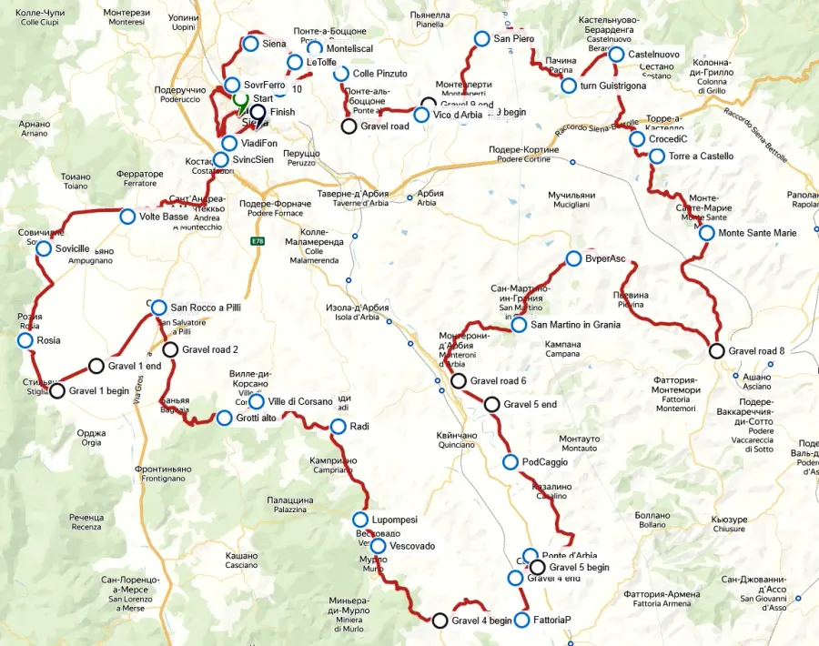 The 2023 Strade Bianche card