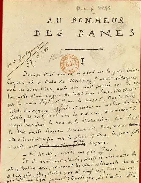 La carte Au Bonheur des Dames