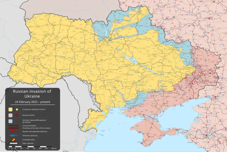 La carte Contre-offensive ukrainienne de 2023