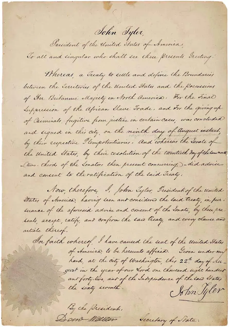 The Webster–Ashburton Treaty card