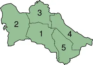 La carte Provinces du Turkménistan