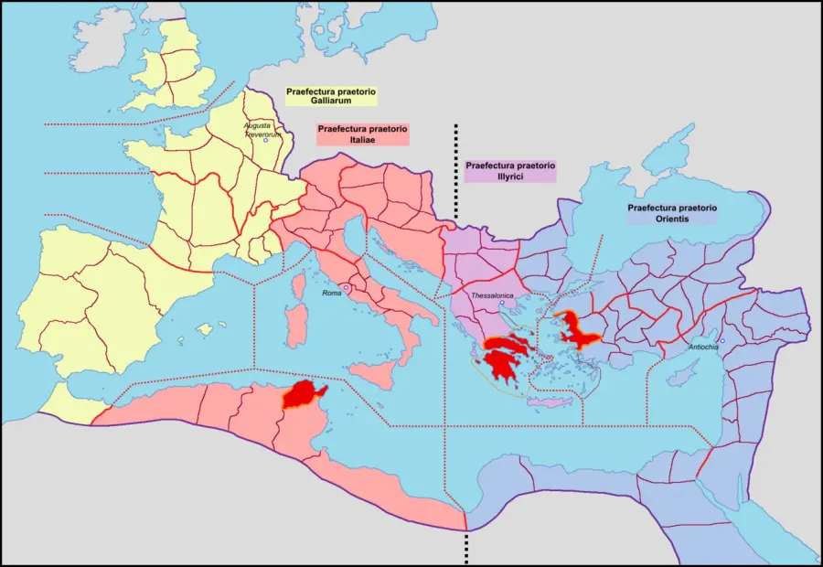 La carte Préfecture du prétoire des Gaules