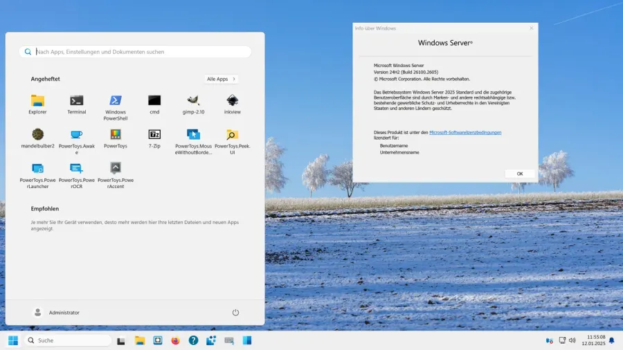 La carte Windows Server 2025