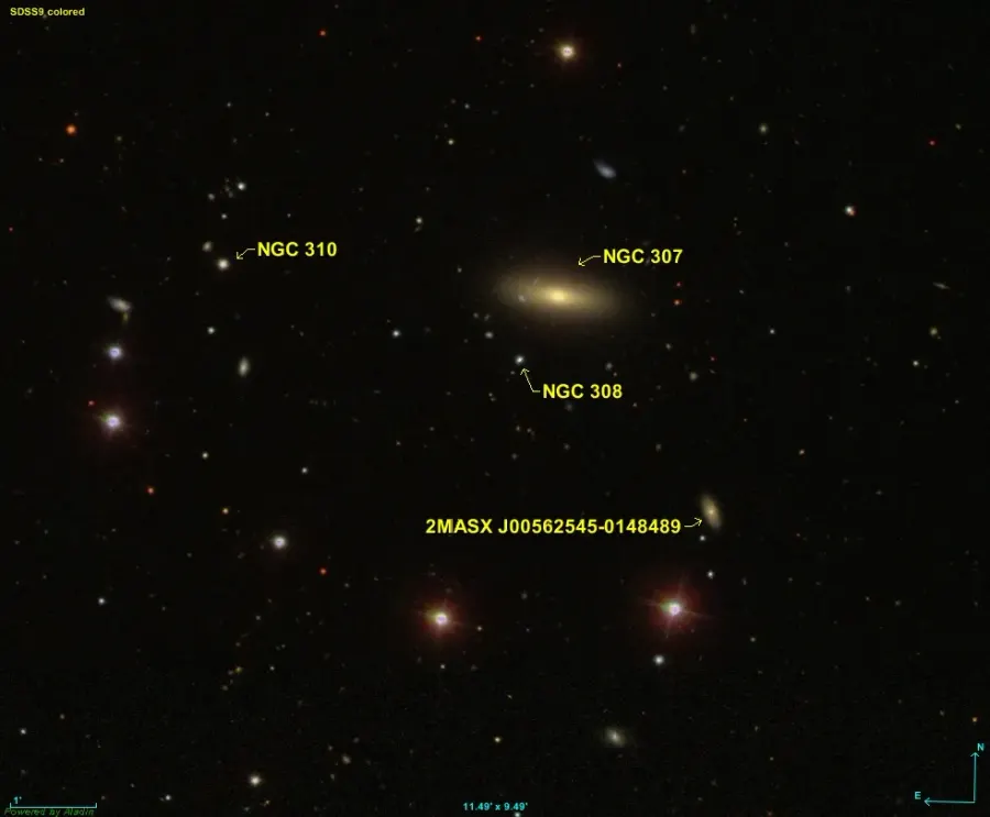 La carte NGC 308