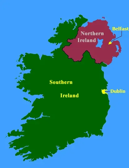 La carte Loi sur le gouvernement de l'Irlande de 1920