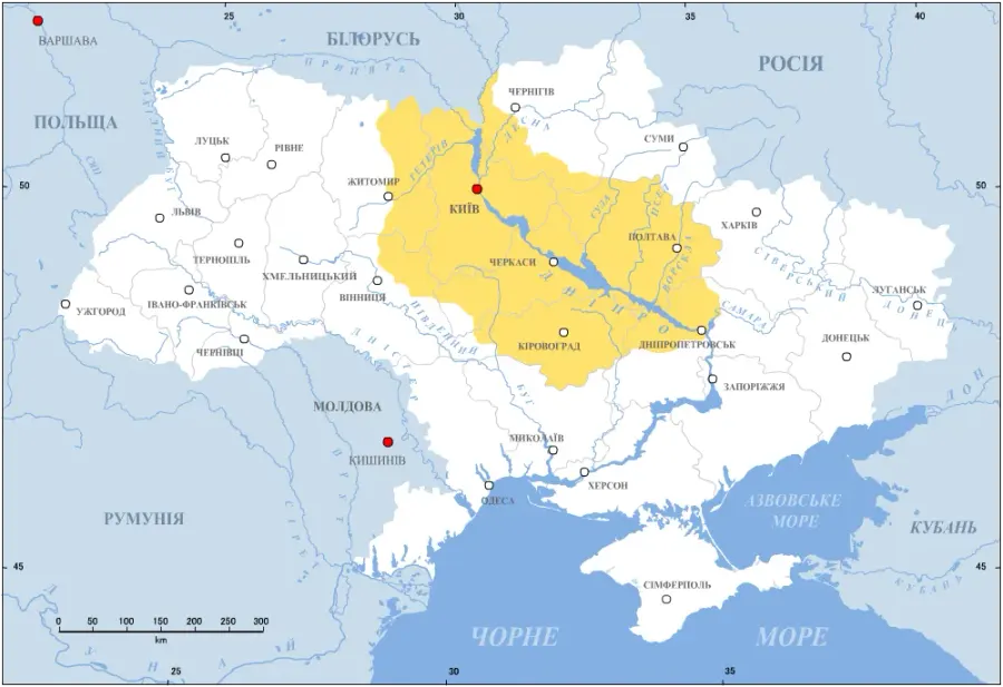 La carte Ukraine du Dniepr