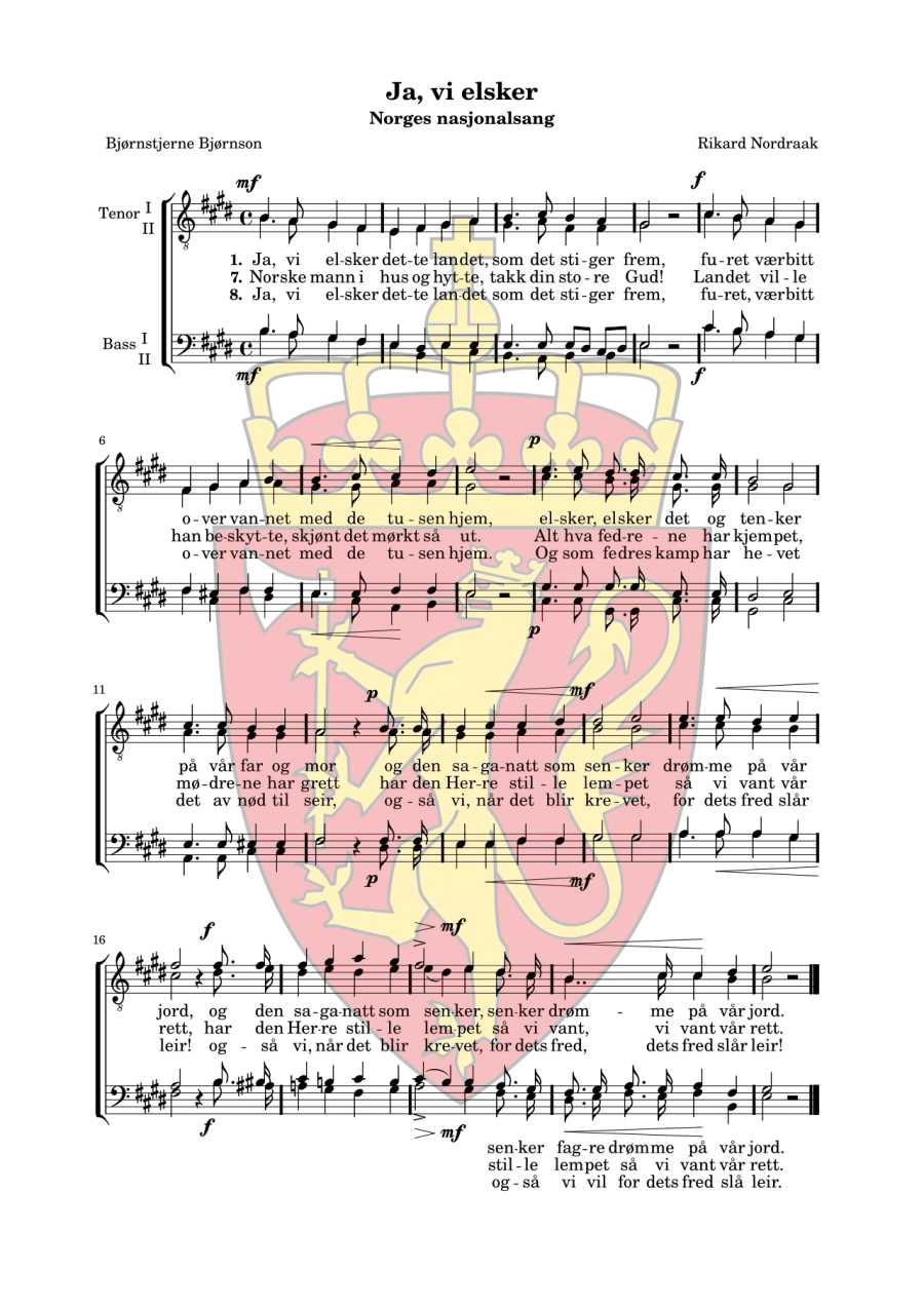La carte Ja, vi elsker dette landet