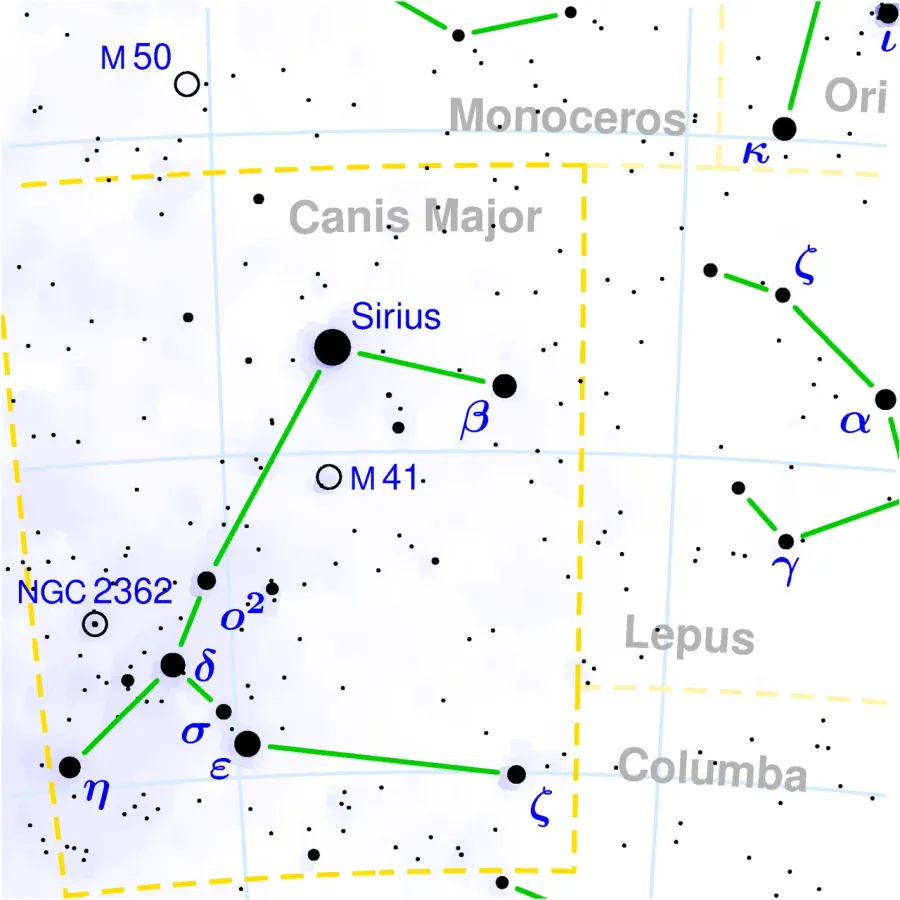 La carte Delta Canis Majoris