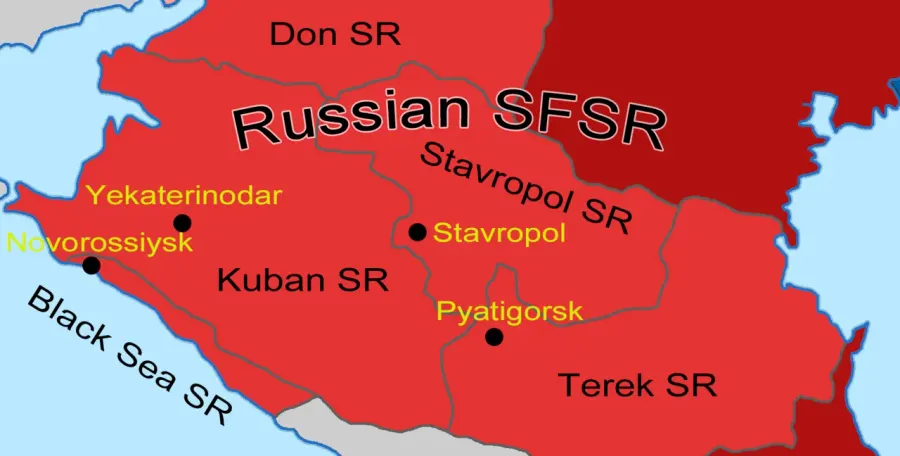 La carte République soviétique de Stavropol