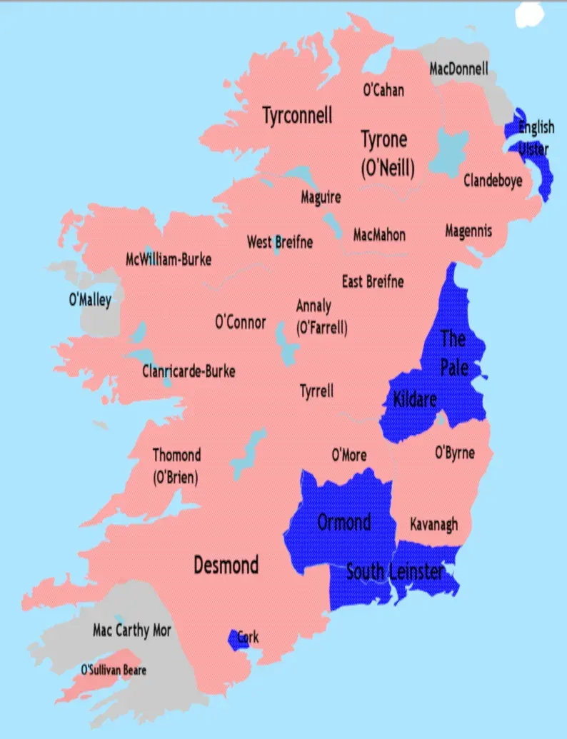 La carte Guerre de Neuf Ans en Irlande