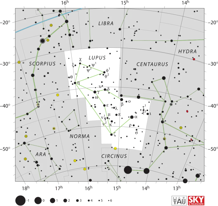 La carte Gamma Lupi
