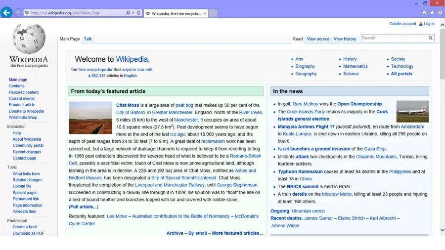 La carte Internet Explorer 11