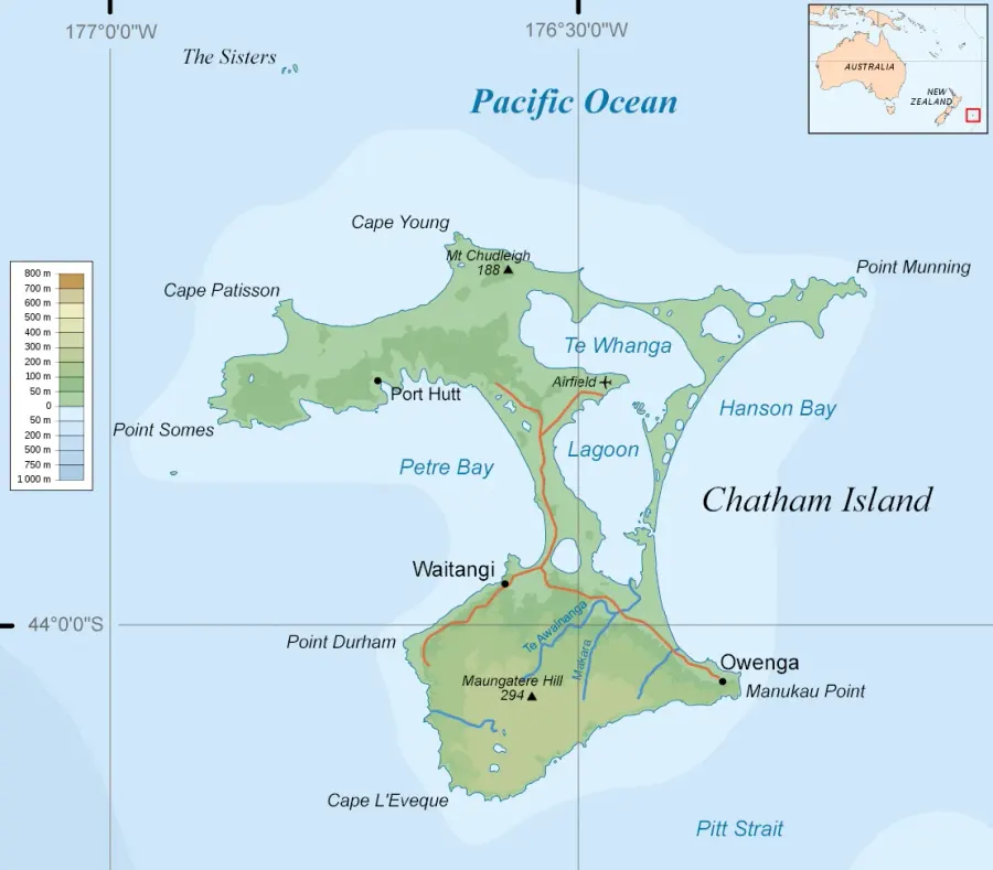 La carte Île Chatham