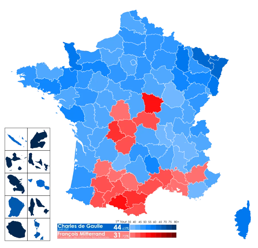 La carte Élection présidentielle française de 1965