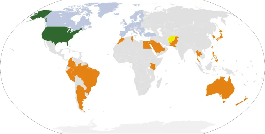 La carte Allié majeur non-membre de l'OTAN