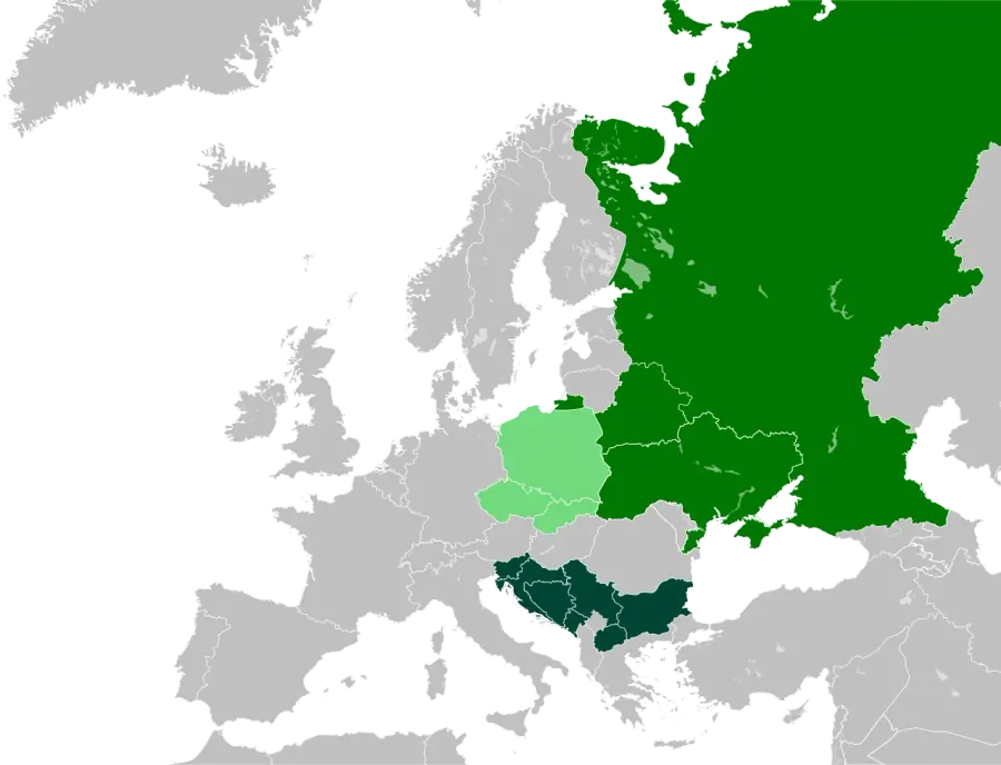 La carte Langues slaves méridionales