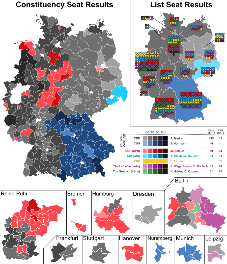 La carte Élections fédérales allemandes de 2017