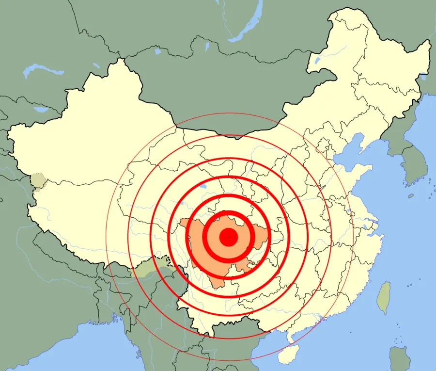 La carte Séisme de 2008 au Sichuan
