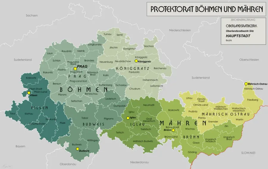 La carte Protectorat de Bohême-Moravie
