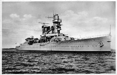 La carte HNLMS De Ruyter