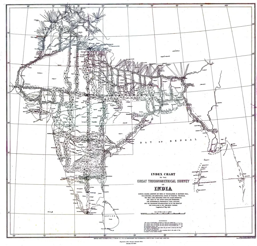 La carte Great Trigonometrical Survey