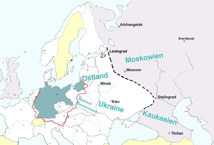 La carte Generalplan Ost