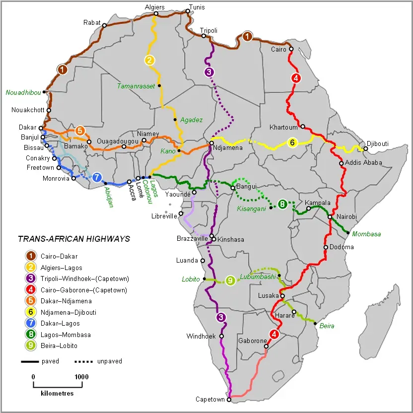 The Trans-African Highway network card