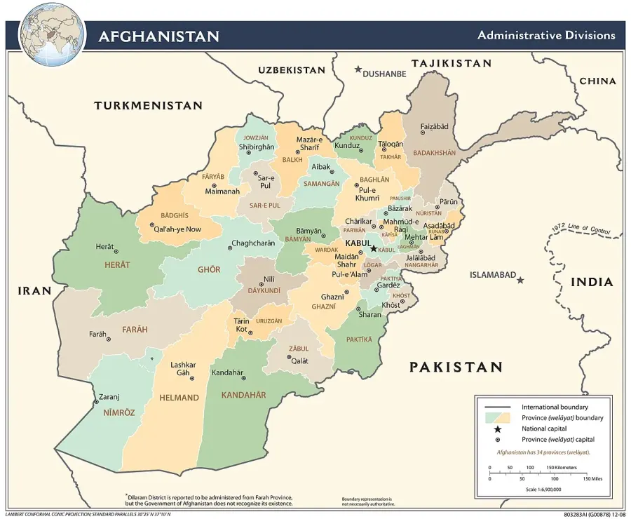La carte Provinces de l'Afghanistan