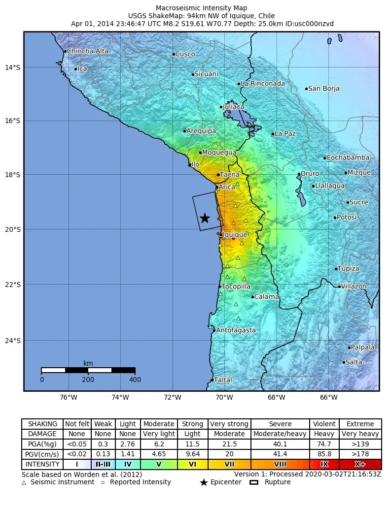 The 2014 Iquique earthquake card