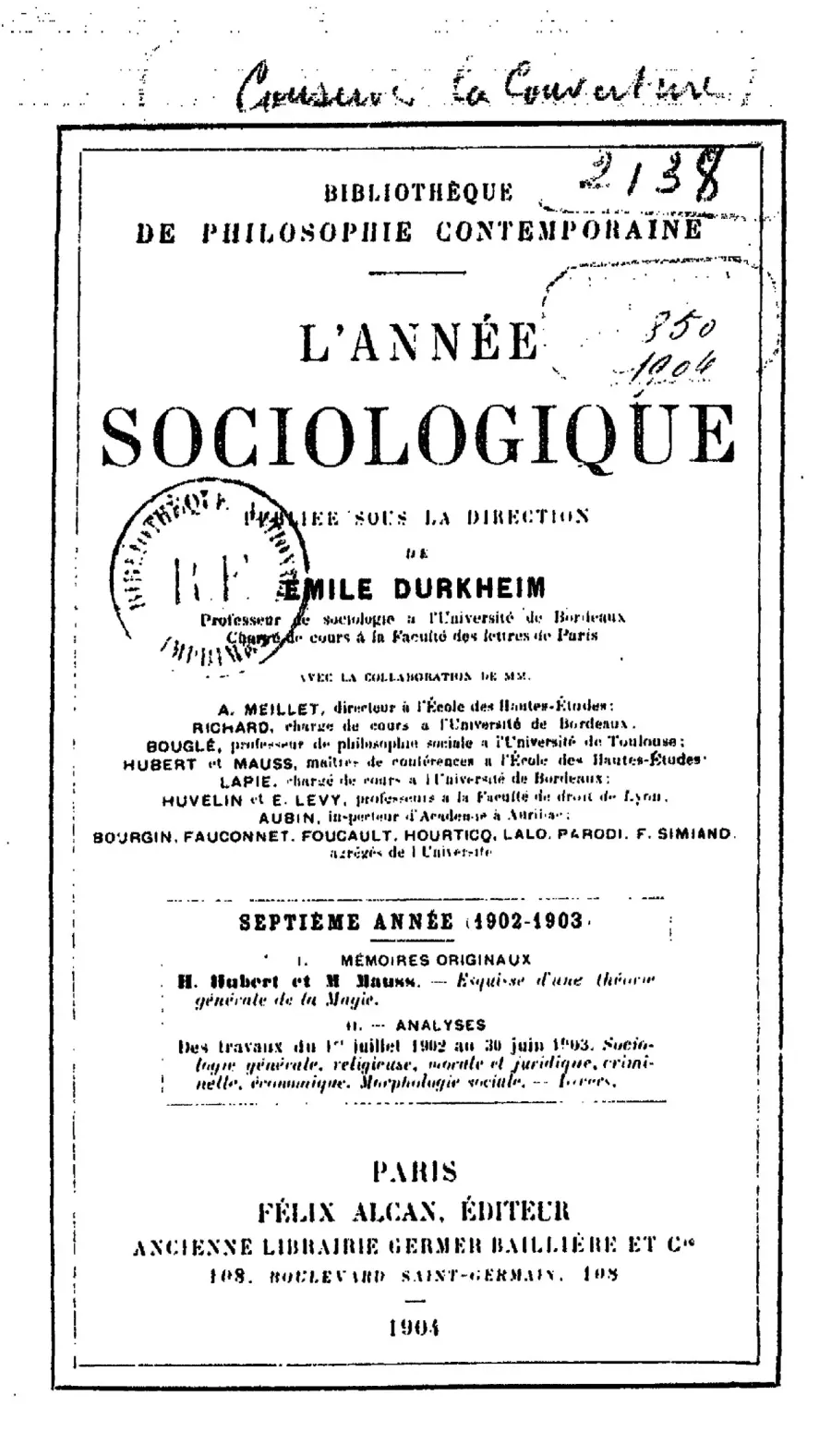 The L'Année sociologique card