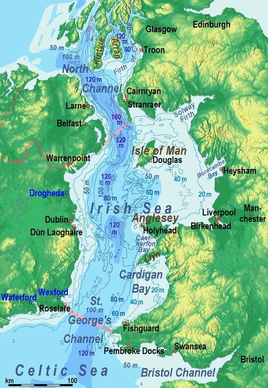 La carte Tunnel sous la mer d'Irlande