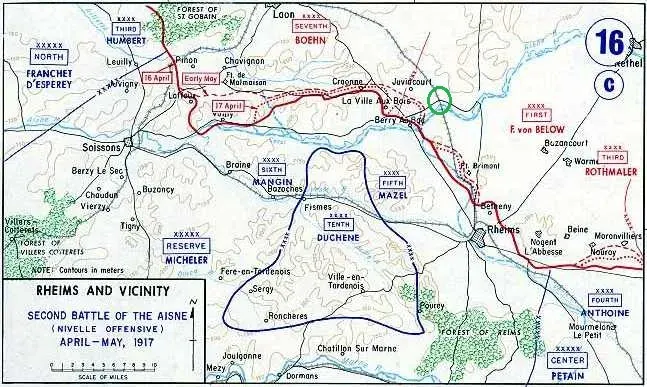 La carte Bataille du Chemin des Dames