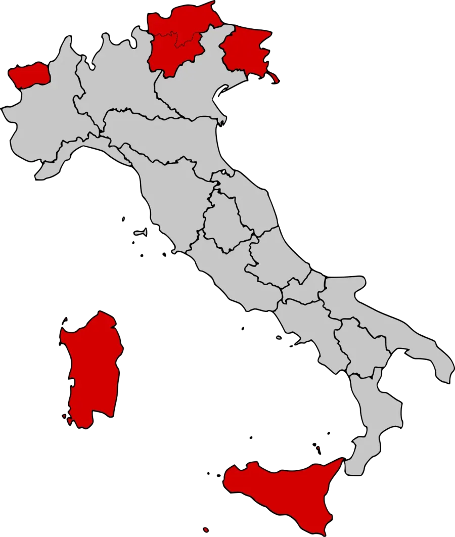The Regions of Italy#Autonomous regions with special statute card