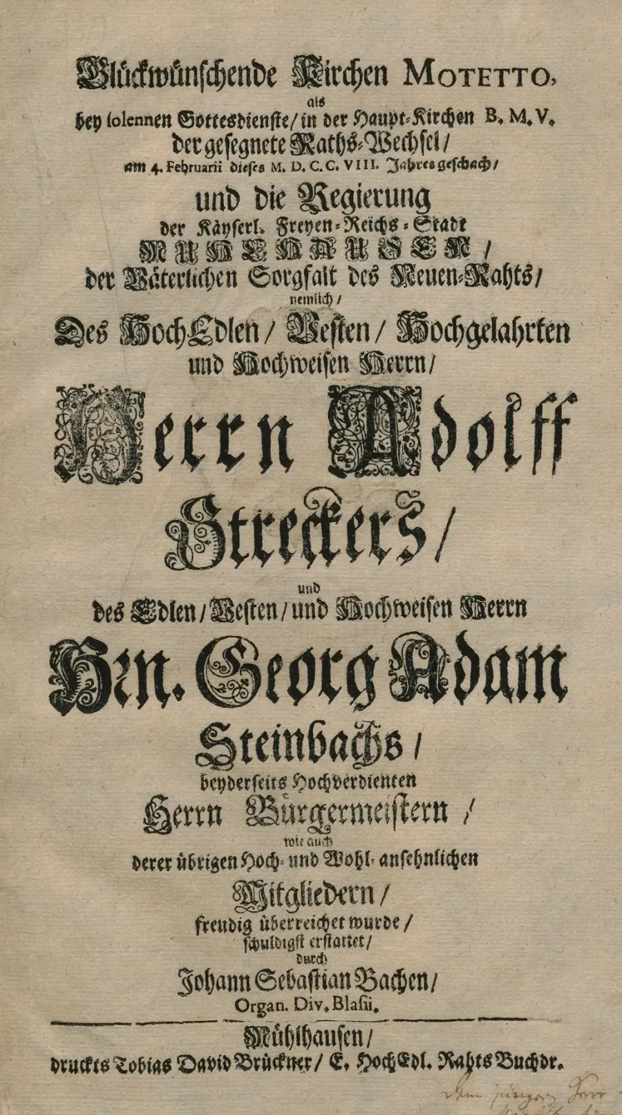 The Gott ist mein König, BWV 71 card