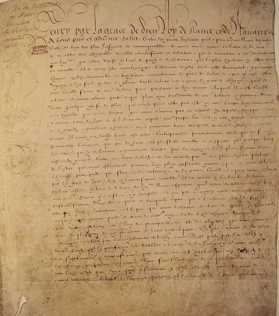 La carte Édit de Nantes